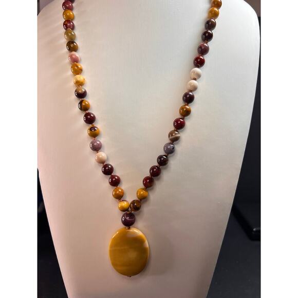 NEW Mookaite knotted pendant necklace with sterling silver clasp - Picture 2 of 13